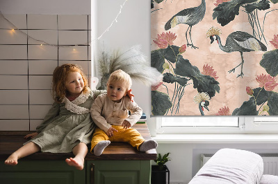 Store enrouleur Héron sur fond rose