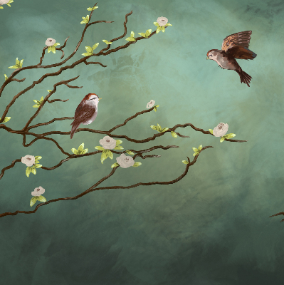 Store enrouleur Oiseaux sur une branche