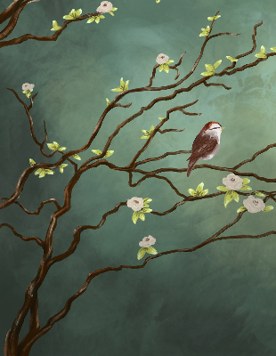 Store enrouleur Oiseaux sur une branche