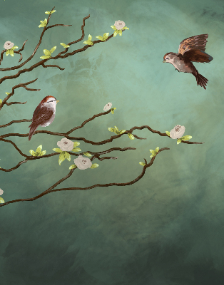 Store enrouleur Oiseaux sur une branche