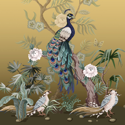 Store enrouleur Paon sur un arbre