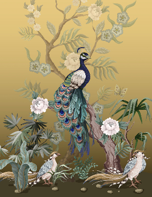 Store enrouleur Paon sur un arbre