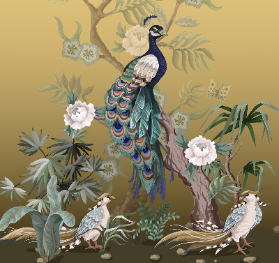 Store enrouleur Paon sur un arbre