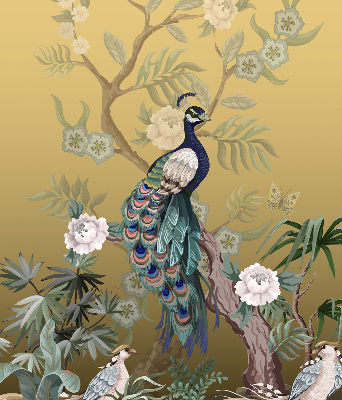 Store enrouleur Paon sur un arbre