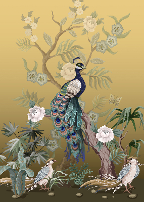 Store enrouleur Paon sur un arbre