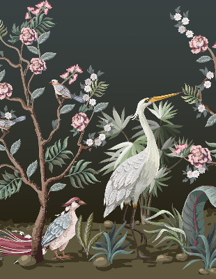 Store intérieur Oiseaux près de l'arbre