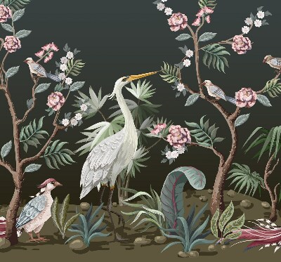 Store intérieur Oiseaux près de l'arbre