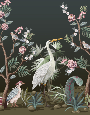 Store intérieur Oiseaux près de l'arbre