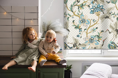 Store intérieur Fleurs et oiseaux