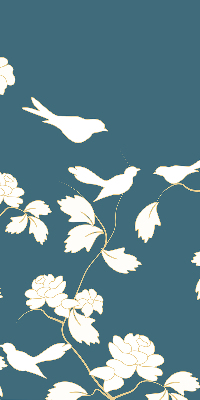 Store enrouleur Oiseaux blancs sur fleurs blanches