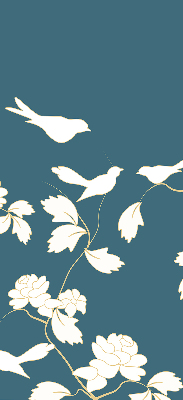 Store enrouleur Oiseaux blancs sur fleurs blanches