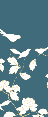 Store enrouleur Oiseaux blancs sur fleurs blanches