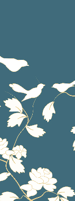 Store enrouleur Oiseaux blancs sur fleurs blanches