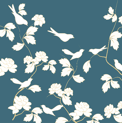 Store enrouleur Oiseaux blancs sur fleurs blanches