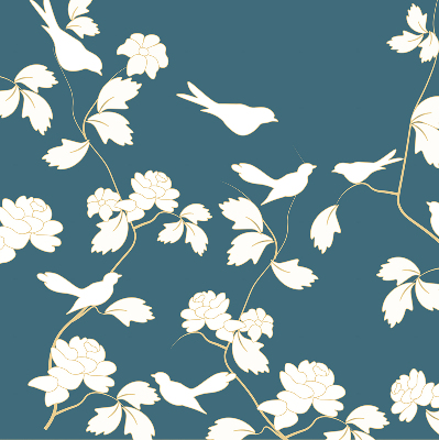 Store enrouleur Oiseaux blancs sur fleurs blanches