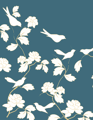 Store enrouleur Oiseaux blancs sur fleurs blanches