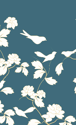 Store enrouleur Oiseaux blancs sur fleurs blanches
