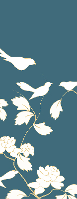 Store enrouleur Oiseaux blancs sur fleurs blanches