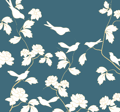 Store enrouleur Oiseaux blancs sur fleurs blanches