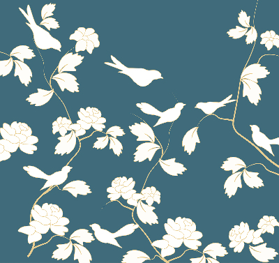 Store enrouleur Oiseaux blancs sur fleurs blanches