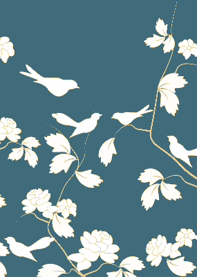 Store enrouleur Oiseaux blancs sur fleurs blanches