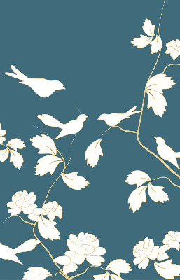 Store enrouleur Oiseaux blancs sur fleurs blanches