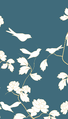 Store enrouleur Oiseaux blancs sur fleurs blanches