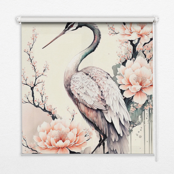 Store intérieur Héron en fleurs