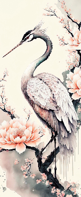 Store intérieur Héron en fleurs