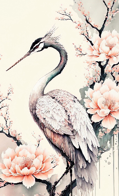 Store intérieur Héron en fleurs