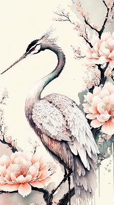 Store intérieur Héron en fleurs