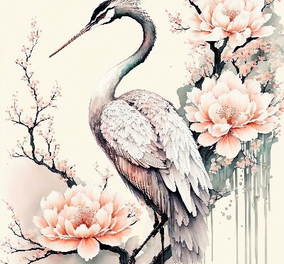 Store intérieur Héron en fleurs