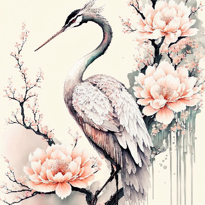 Store intérieur Héron en fleurs