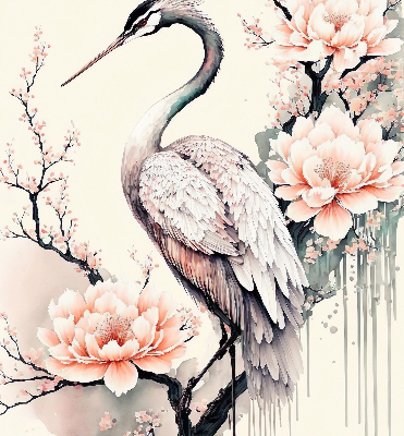 Store intérieur Héron en fleurs