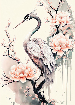 Store intérieur Héron en fleurs