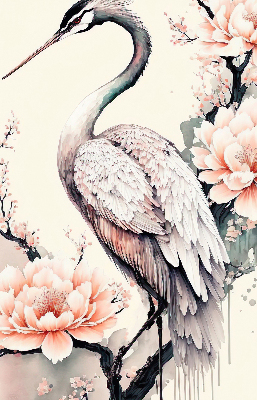 Store intérieur Héron en fleurs