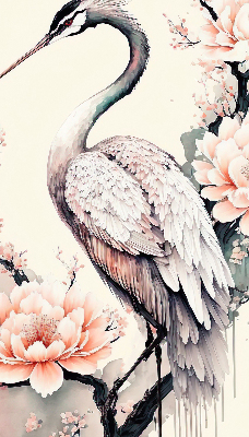 Store intérieur Héron en fleurs