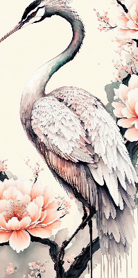 Store intérieur Héron en fleurs