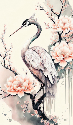 Store intérieur Héron en fleurs