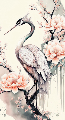 Store intérieur Héron en fleurs