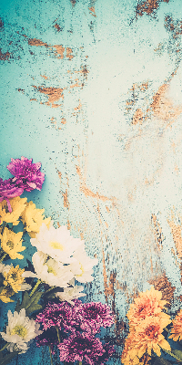 Store enrouleur Fleurs sur fond bleu