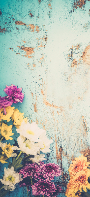 Store enrouleur Fleurs sur fond bleu