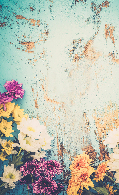 Store enrouleur Fleurs sur fond bleu