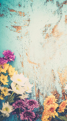 Store enrouleur Fleurs sur fond bleu