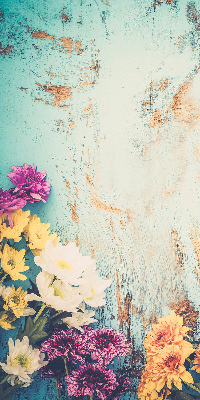 Store enrouleur Fleurs sur fond bleu