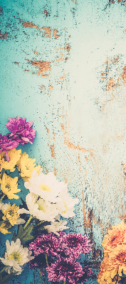 Store enrouleur Fleurs sur fond bleu
