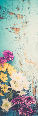 Store enrouleur Fleurs sur fond bleu