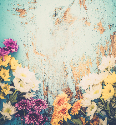 Store enrouleur Fleurs sur fond bleu