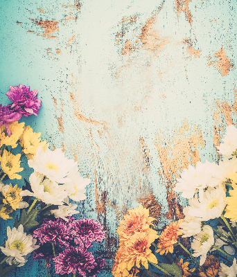 Store enrouleur Fleurs sur fond bleu