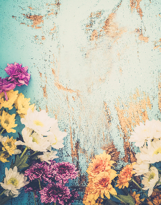 Store enrouleur Fleurs sur fond bleu